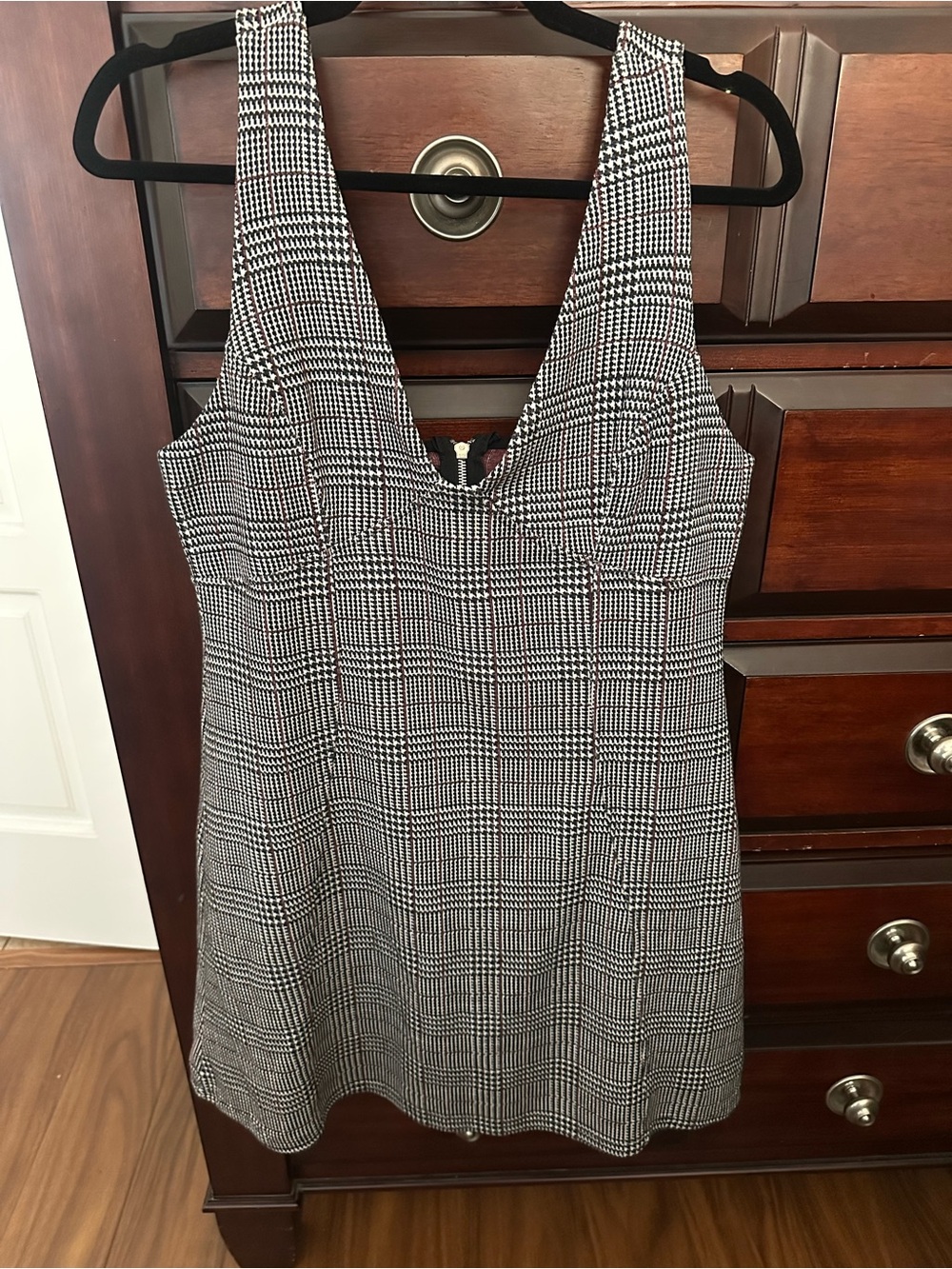 Topshop Plaid Pinafore Sleeveless V-Neck Dress  Sz 12